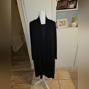 EILEEN FISHER Beautiful Classic Long Black Duster/Jacket S/P SUPER!! Pre-owned